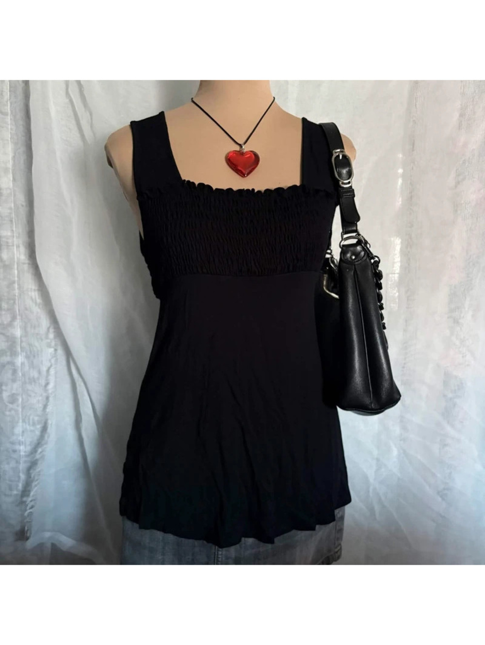 black guess babydoll tank top